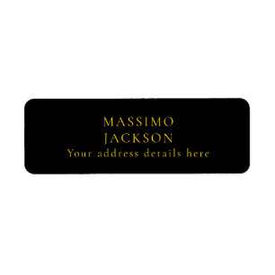 Black Gold Colours Professional Trendy Minimalist Return Address Label