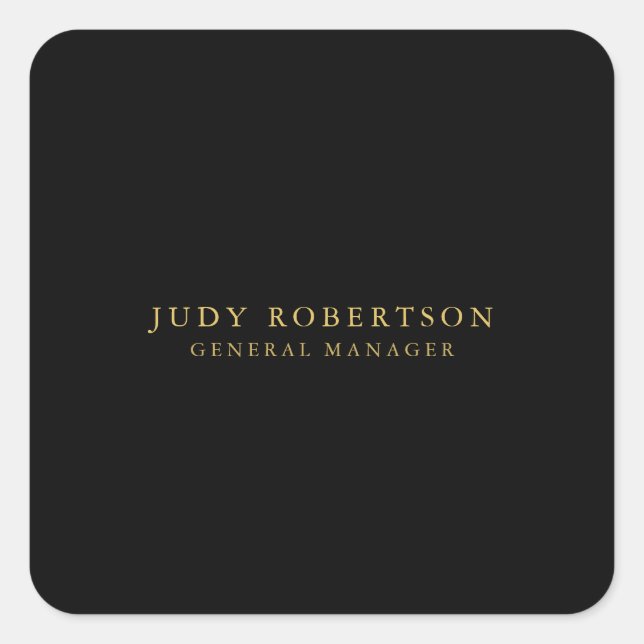 Black Gold Colours Professional Trendy Minimalist Square Sticker (Front)