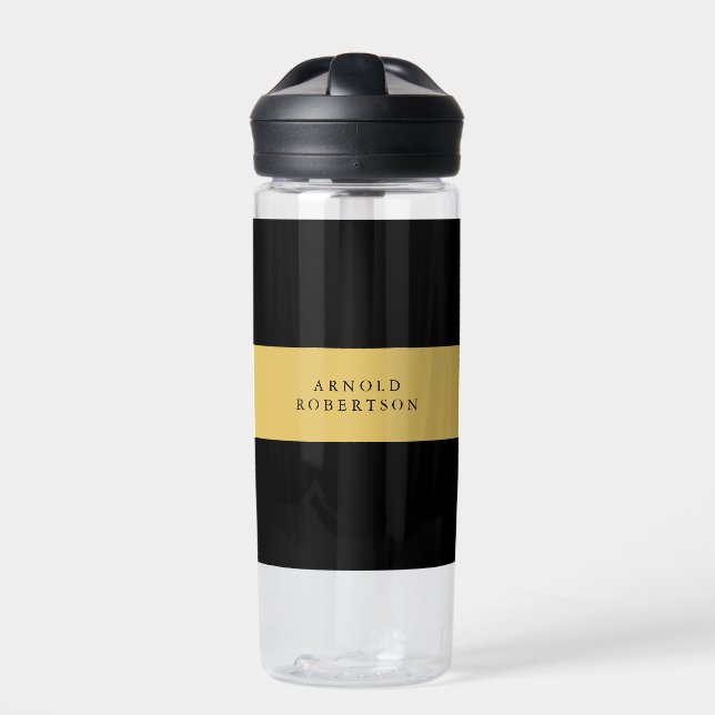 Black Gold Colours Professional Trendy Minimalist Water Bottle (Front)