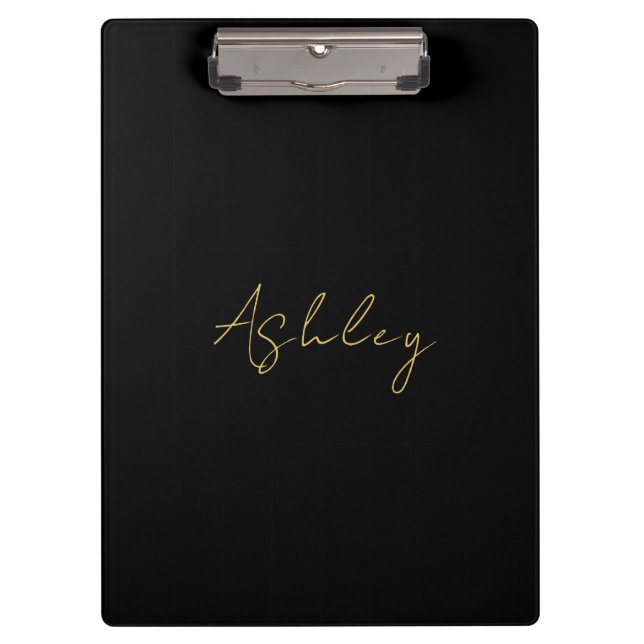 Black Gold Colours Professional Trendy Modern Name Clipboard (Front)