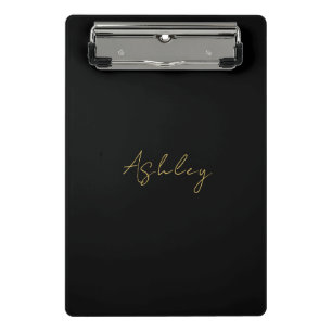 Black Gold Colours Professional Trendy Modern Name Mini Clipboard