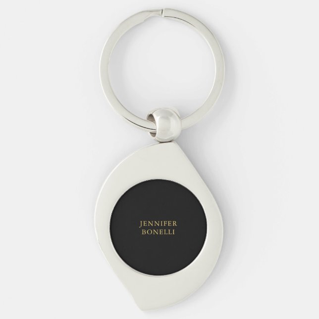 Black Gold Colours Professional Trendy Modern Plai Key Ring (Front)