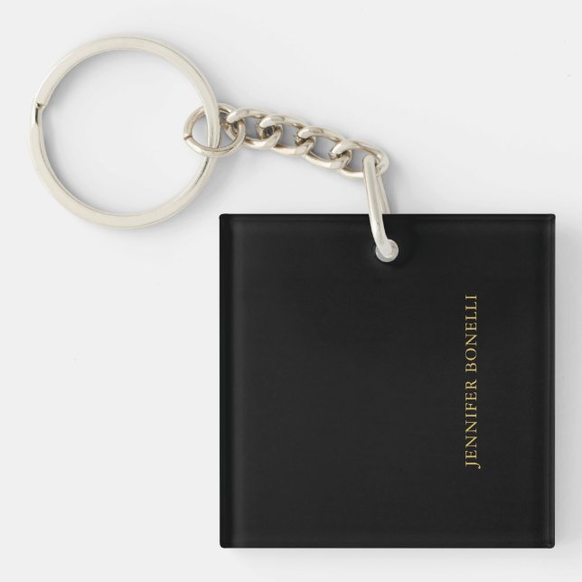 Black Gold Colours Professional Trendy Modern Plai Key Ring (Front)