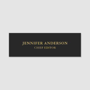 Black Gold Colours Professional Trendy Modern Plai Name Tag