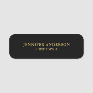 Black Gold Colours Professional Trendy Modern Plai Name Tag