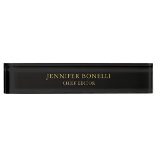 Black Gold Colours Professional Trendy Modern Plai Nameplate