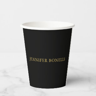 Black Gold Colours Professional Trendy Modern Plai Paper Cups