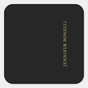 Black Gold Colours Professional Trendy Modern Plai Square Sticker
