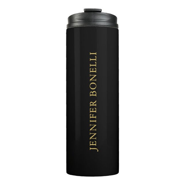 Black Gold Colours Professional Trendy Modern Plai Thermal Tumbler (Front)