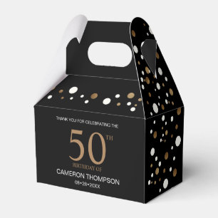 Black Gold Confetti 50th birthday Favour Box