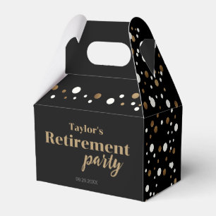 Black gold confetti Custom Retirement party favour Box