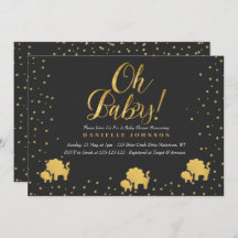 Black & Gold Confetti, Cute gold lion Baby Shower