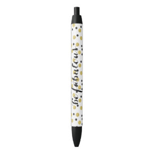 Black Gold Confetti Fabulous Black Ink Pen