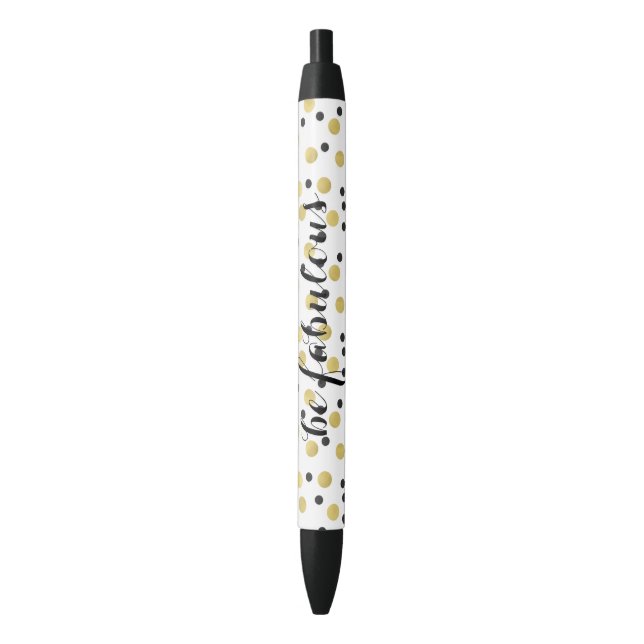 Black Gold Confetti Fabulous Ink Pen (Front Vertical)