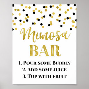 Black Gold Confetti Mimosa Bar Sign Wedding