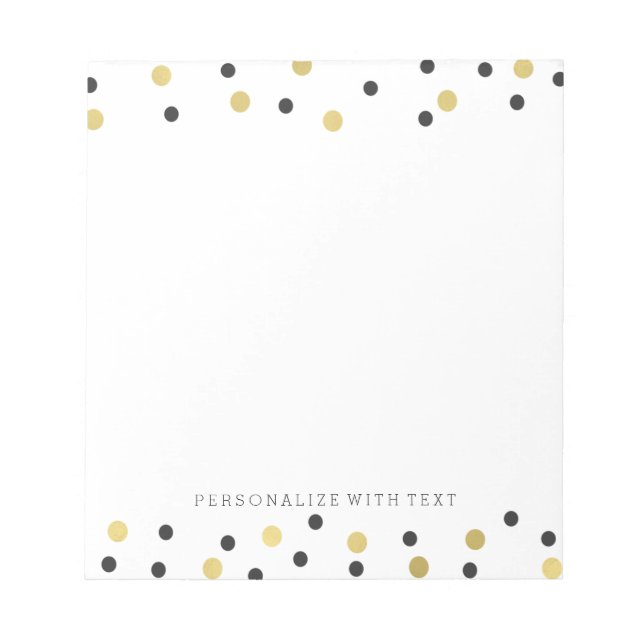 Black Gold Confetti Notepad (Front)