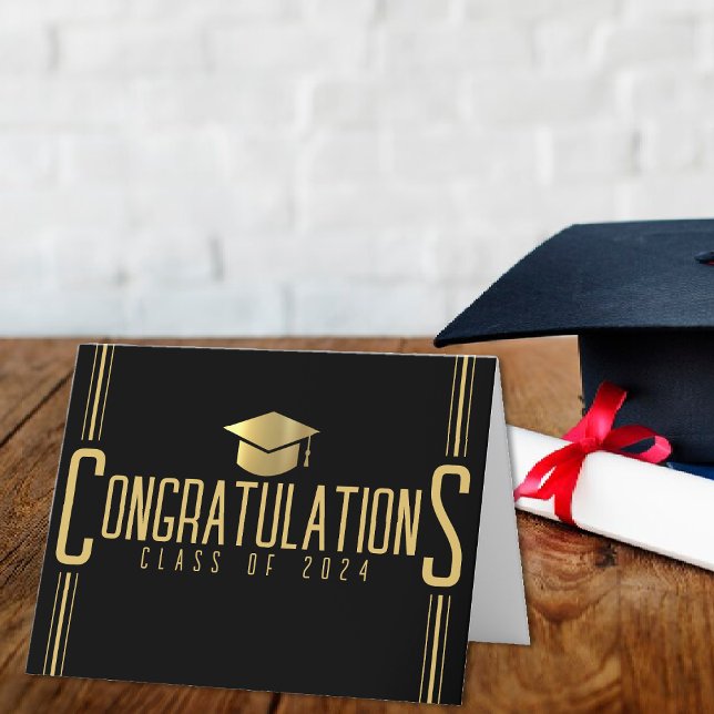Black & Gold Congratulations Class Of Graduation Thank You Card (Black & Gold Congratulations Class Of Graduation Thank You Card)