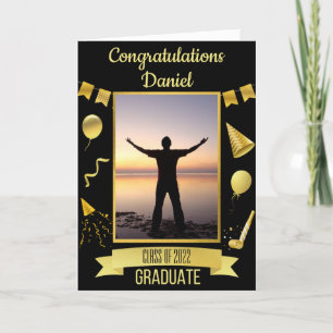 Black & Gold Congratulations Graduation Card