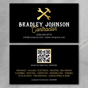 Black Gold Construction Building QR Code Business Card