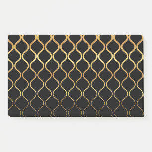 Black, gold, cool, trendy, retro abstract design post-it notes