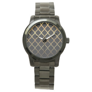Black, gold, cool, trendy, retro abstract design watch