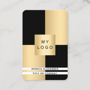 Black gold corporate logo QR code professional Business Card