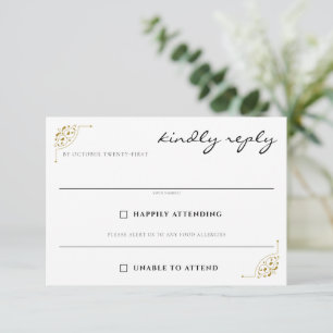 Black & Gold Country Wedding Food Choices RSVP Card