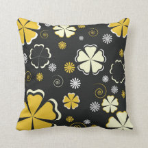 Black & Gold Cream Floral Pillow