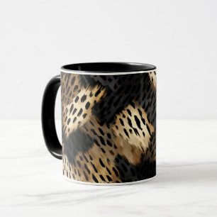 Black Gold Cream Leopard Animal Print Mug