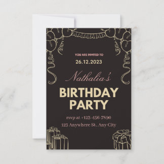 Black Gold Creative Birthday Party Invitation