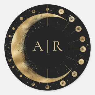 Black Gold Crescent Moon Wedding Envelope Seal