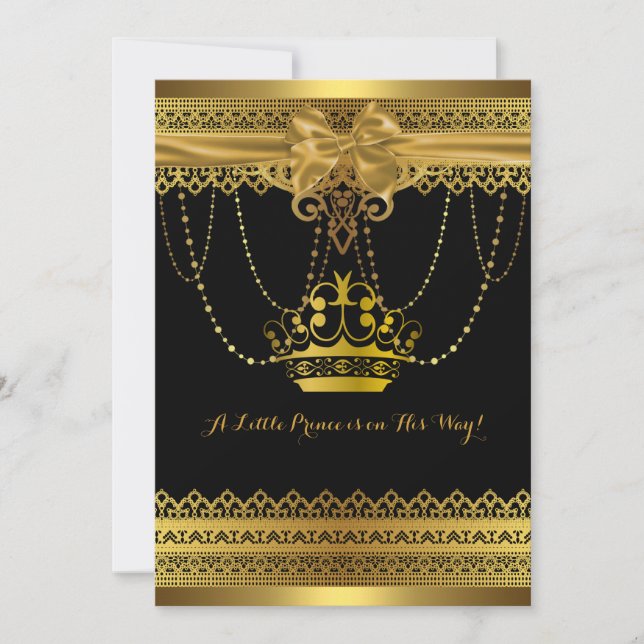 Black & Gold Crown Baby Shower Invitation (Front)