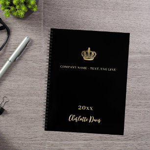 Black gold crown name year business notebook