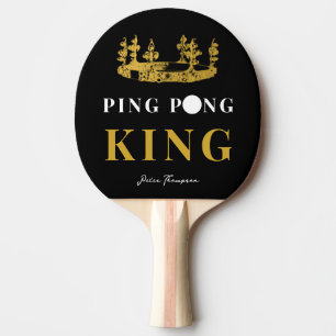 Black & Gold Crown Table Tennis King Personalised  Ping Pong Paddle
