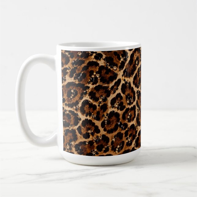Black & Gold Crystal Tiger Pattern Coffee Mug (Left)