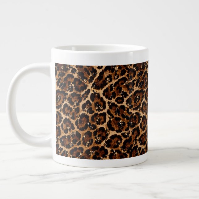 Black & Gold Crystal Tiger Pattern Large Coffee Mug (Left)