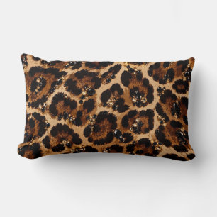 Black & Gold Crystal Tiger Pattern Lumbar Cushion
