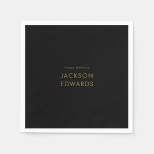 Black & Gold Custom Birthday Napkin