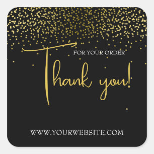 Black & Gold Custom Business Thank You Squa Square Sticker