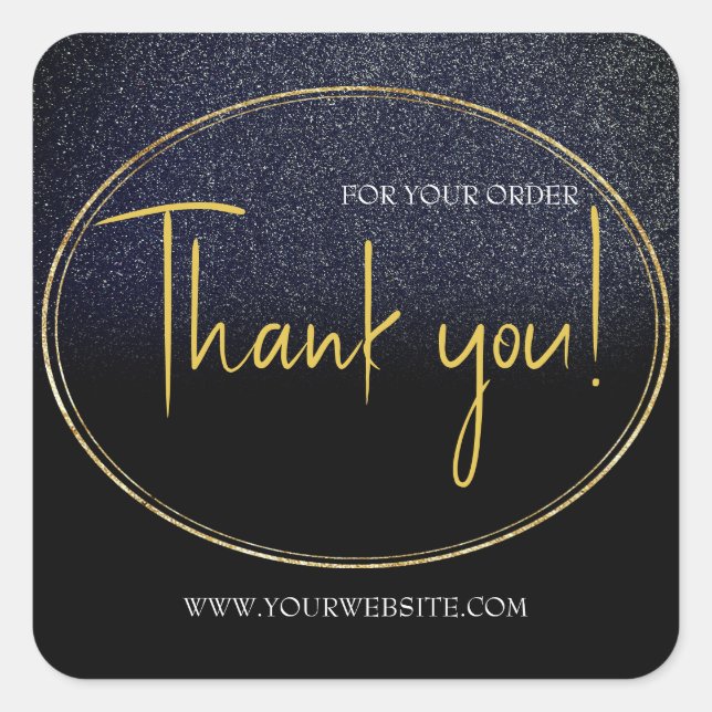 Black & Gold Custom Business Thank You  Square  Square Sticker (Front)