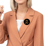Black gold custom logo image business 6 cm round badge<br><div class="desc">Add your own business logo.  Black coloured background. Perfect for promoting your business and your brand</div>