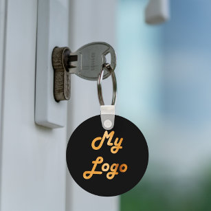 Black gold custom logo image business key ring