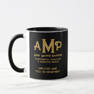 Black & Gold Custom Monogram Mug
