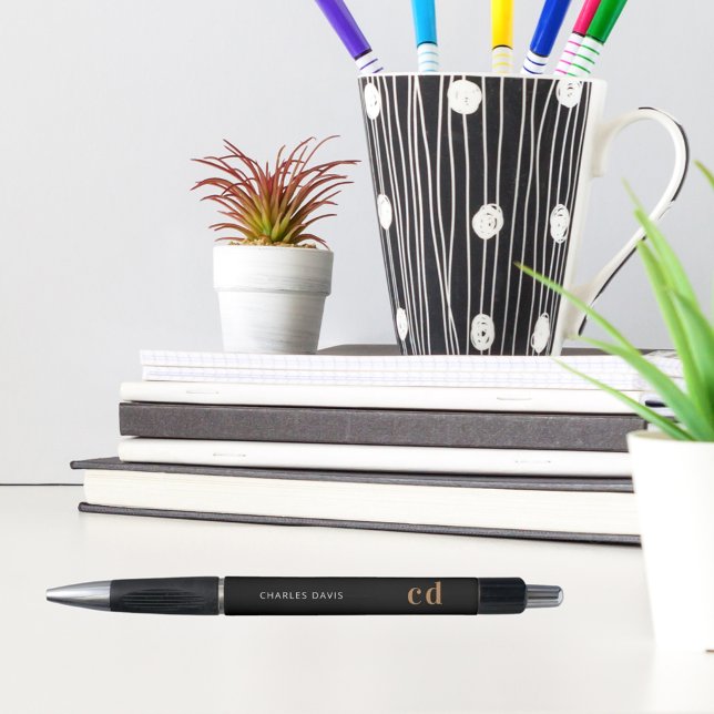 Black gold custom monogram name minimalist (Creator Uploaded)