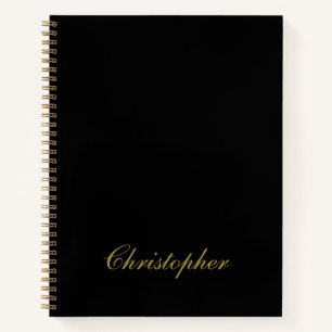  Black Gold Custom Name Minimalist Elegant Men  Notebook