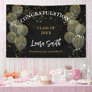 Black & Gold Custom Party Personalized Graduation Banner