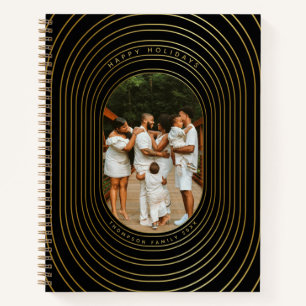 Black Gold Custom Photo Family Christmas Notebook