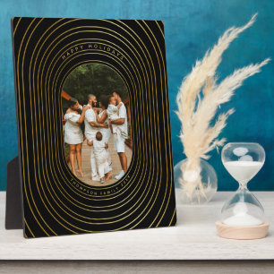 Black Gold Custom Photo Family Christmas Plaque