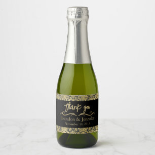 Black & Gold Custom Wedding Sparkling Wine Label
