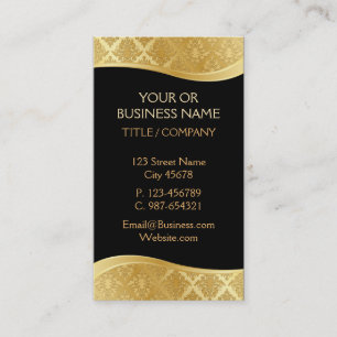 Black & Gold Damask Business Card